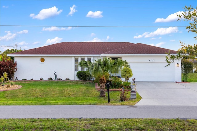 3301 Santa Barbara Dr, Punta Gorda, FL 33983 - single story home featuring an attached garage, a front lawn, concrete driveway, and stucco siding