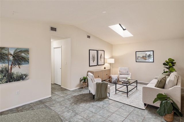3301 Santa Barbara Dr, Punta Gorda, FL 33983 - living area with a skylight, lofted ceiling, and baseboards