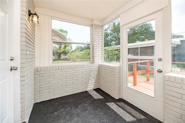 view of unfurnished sunroom