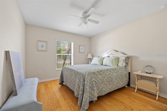 27038 San Jorge Dr, Punta Gorda, FL 33983 - bedroom with light wood-type flooring, baseboards, and ceiling fan
