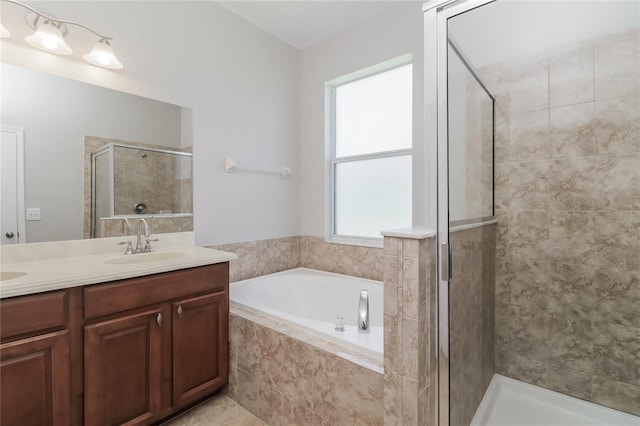20067 Oakflower Ave, Tampa, FL 33647 - bathroom with a shower stall, double vanity, and a bath