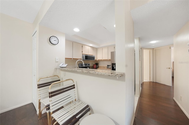 19505 Quesada Ave Unit M104, Port Charlotte, FL 33948 - kitchen featuring appliances with stainless steel finishes, light countertops, dark wood finished floors, baseboards, and recessed lighting