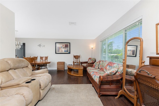 2008 Pellam Blvd, Port Charlotte, FL 33948 - living area featuring wood finished floors, a chandelier, and baseboards