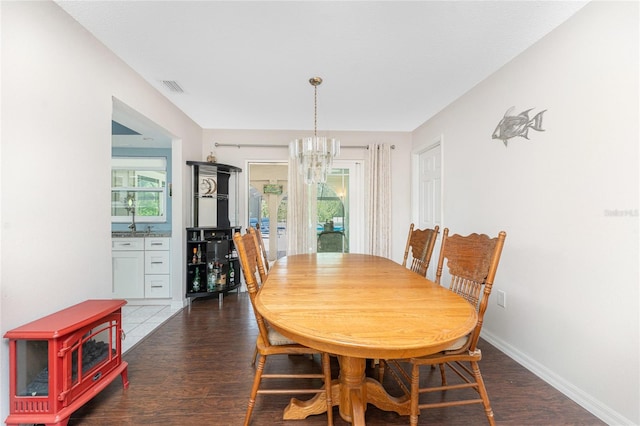 2008 Pellam Blvd, Port Charlotte, FL 33948 - dining room featuring a chandelier, wood finished floors, and healthy amount of natural light