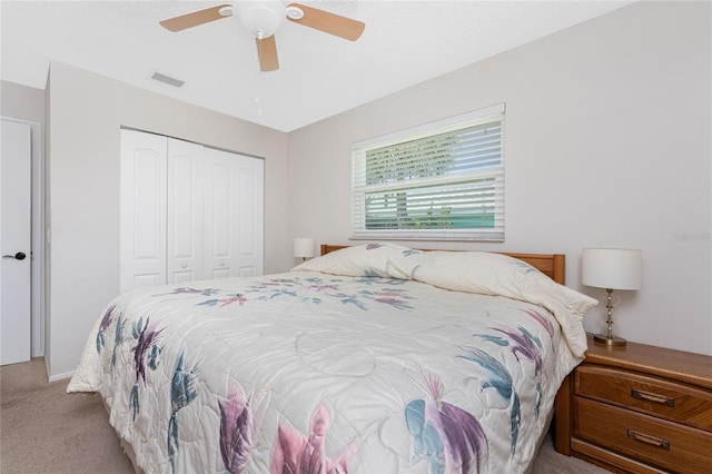2008 Pellam Blvd, Port Charlotte, FL 33948 - bedroom featuring light colored carpet, a closet, and ceiling fan