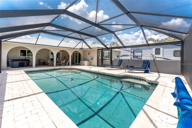 2008 Pellam Blvd, Port Charlotte, FL 33948 - swimming pool featuring a patio area, a hot tub, and a lanai