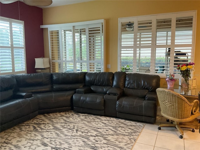 1961 Palo Duro Blvd, North Fort Myers, FL 33917 - living area featuring tile patterned floors, a ceiling fan, and plenty of natural light