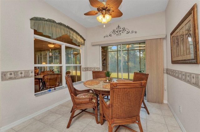 24371 Folkstone Ave, Punta Gorda, FL 33980 - tiled dining space with a ceiling fan and baseboards