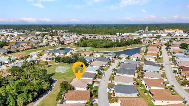 24371 Folkstone Ave, Punta Gorda, FL 33980 - aerial view of property and surrounding area featuring nearby suburban area, a nearby body of water, and a golf course