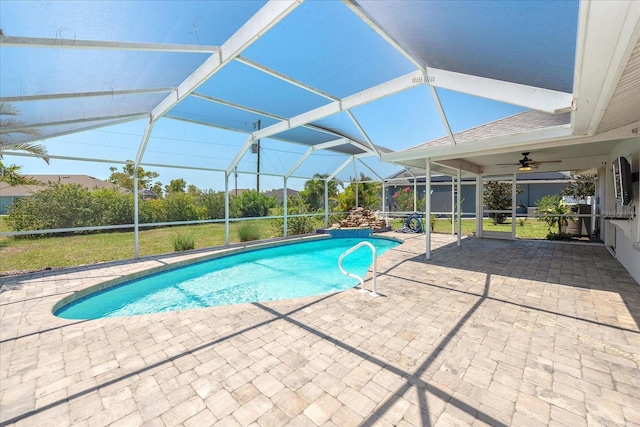 25449 Doredo Dr, Punta Gorda, FL 33955 - swimming pool with a patio area, a ceiling fan, and a lanai