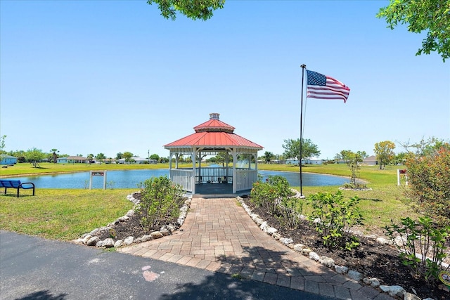 25449 Doredo Dr, Punta Gorda, FL 33955 - view of property's community featuring a gazebo, a yard, and a water view