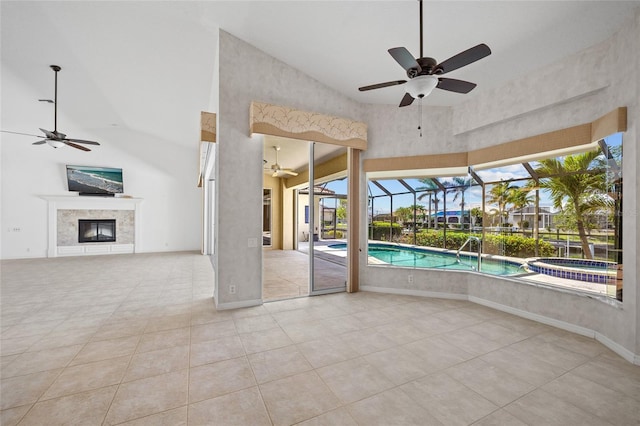 2719 Mayaguana Ct, Punta Gorda, FL 33950 - view of patio with a ceiling fan, a pool with connected hot tub, and a lanai