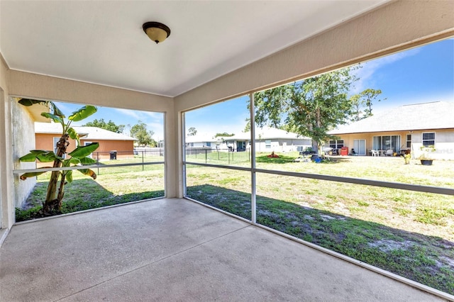 view of unfurnished sunroom