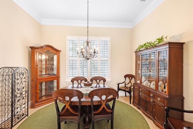 19246 Moore Haven Ct, Port Charlotte, FL 33948 - dining room with a chandelier and ornamental molding
