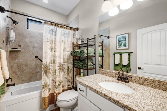 19246 Moore Haven Ct, Port Charlotte, FL 33948 - full bathroom featuring shower / tub combo with curtain, toilet, and vanity