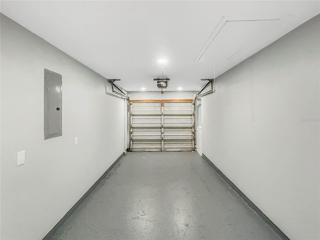 3342 Avanti Cir, North Port, FL 34287 - garage featuring electric panel, a garage door opener, and recessed lighting