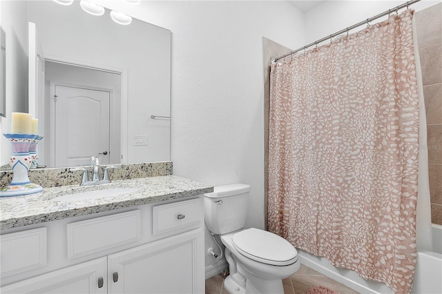 17620 Winding Wood Ln, Punta Gorda, FL 33982 - bathroom with toilet, vanity, shower / bath combination with curtain, and tile patterned floors
