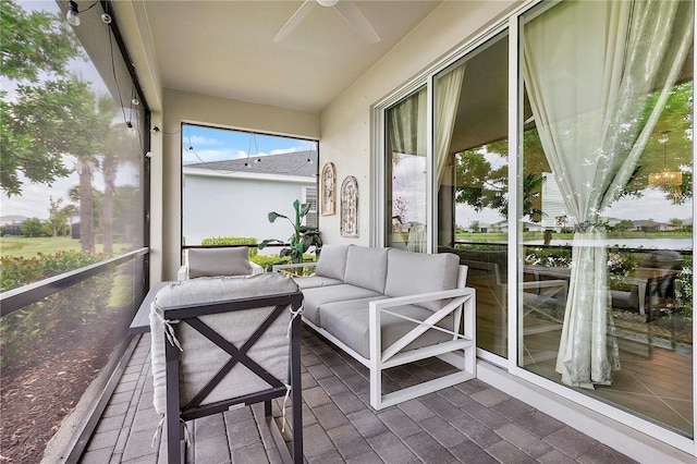 17620 Winding Wood Ln, Punta Gorda, FL 33982 - sunroom / solarium with ceiling fan and an outdoor living space
