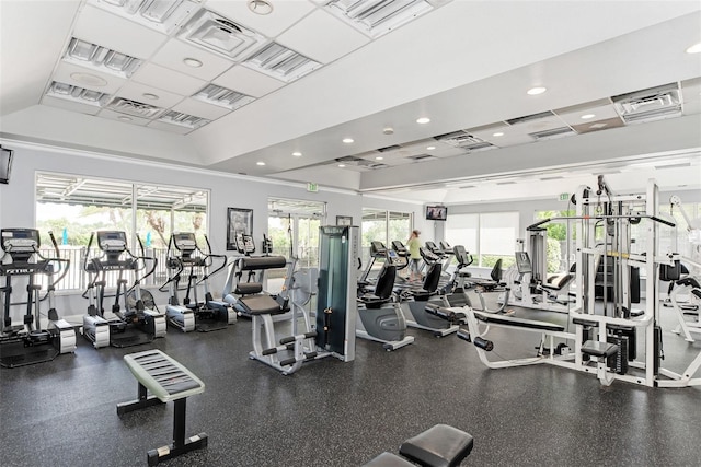 5461 White Ibis Dr, North Port, FL 34287 - exercise room featuring healthy amount of natural light and recessed lighting