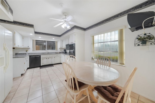 2193 Beacon Dr, Port Charlotte, FL 33952 - dining space with light tile patterned flooring, ceiling fan, and recessed lighting