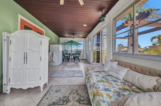 4231 Hollis Ave, Port Charlotte, FL 33953 - sunroom / solarium with wooden ceiling, tile patterned flooring, and recessed lighting