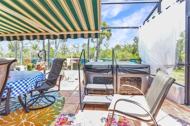 5046 San Rocco Ct, Punta Gorda, FL 33950 - view of patio / terrace with a hot tub and outdoor dining space