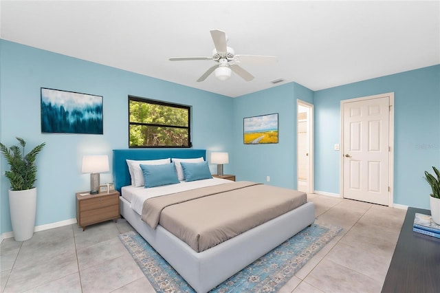 18111 Lake Worth Blvd, Port Charlotte, FL 33948 - bedroom featuring baseboards, ceiling fan, and light tile patterned flooring