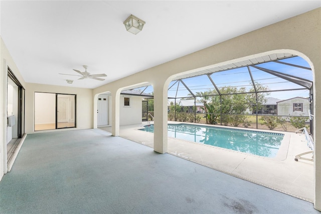 18111 Lake Worth Blvd, Port Charlotte, FL 33948 - swimming pool featuring a patio, ceiling fan, and a lanai