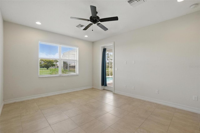 7505 Carissa, Punta Gorda, FL 33955 - unfurnished room featuring recessed lighting, baseboards, a smoke detector, and a ceiling fan