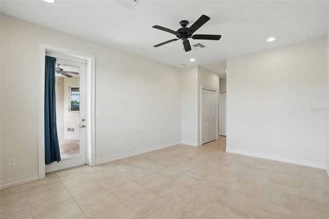7505 Carissa, Punta Gorda, FL 33955 - spare room featuring a ceiling fan, recessed lighting, and baseboards