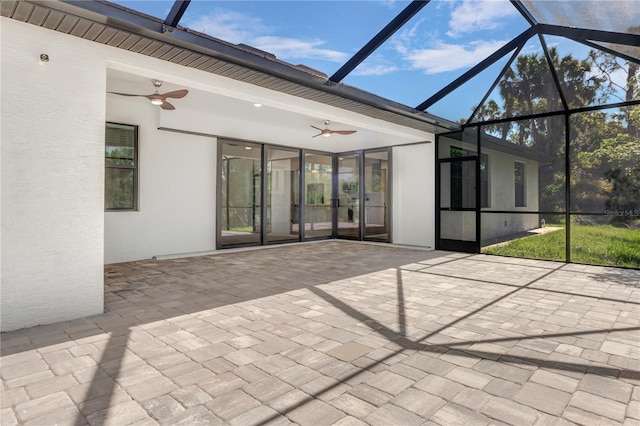 unfurnished sunroom with lofted ceiling