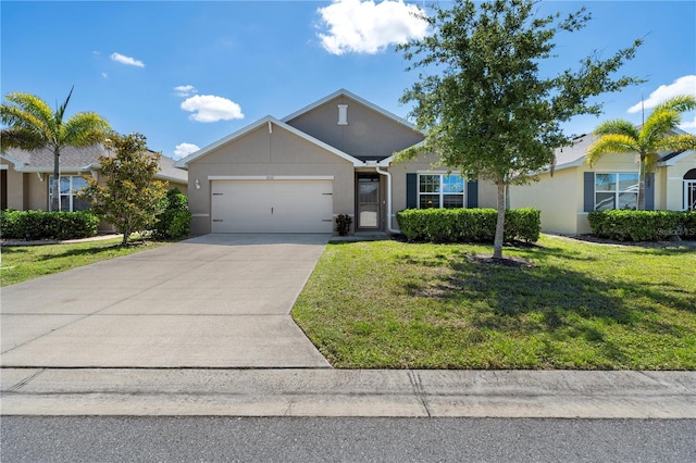 25312 E Lenox Cir, Punta Gorda, FL 33950 - single story home with a garage, stucco siding, a front yard, and driveway