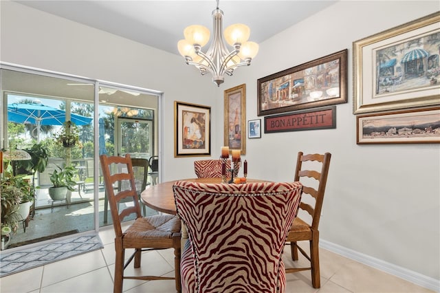 25312 E Lenox Cir, Punta Gorda, FL 33950 - dining room featuring a chandelier, light tile patterned floors, and baseboards