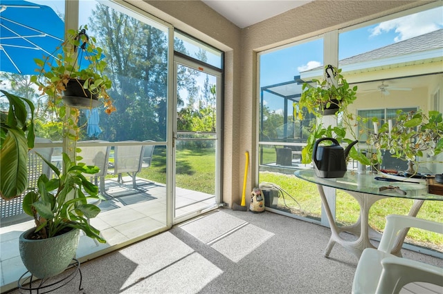 25312 E Lenox Cir, Punta Gorda, FL 33950 - sunroom featuring a ceiling fan