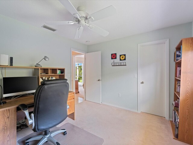 85 Long Meadow Ct, Rotonda West, FL 33947 - home office featuring light colored carpet and ceiling fan