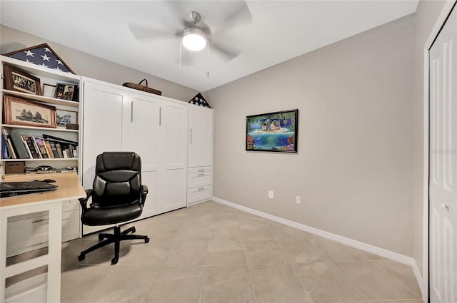 14271 Heritage Landing Blvd Unit 1516, Punta Gorda, FL 33955 - office space with a ceiling fan, light tile patterned flooring, and baseboards