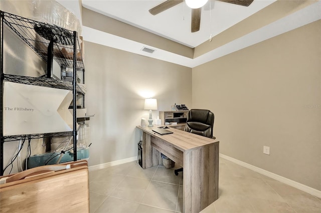 14271 Heritage Landing Blvd Unit 1516, Punta Gorda, FL 33955 - home office with tile patterned floors, ceiling fan, and baseboards