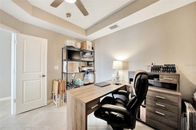 14271 Heritage Landing Blvd Unit 1516, Punta Gorda, FL 33955 - office featuring light tile patterned floors, a ceiling fan, and baseboards