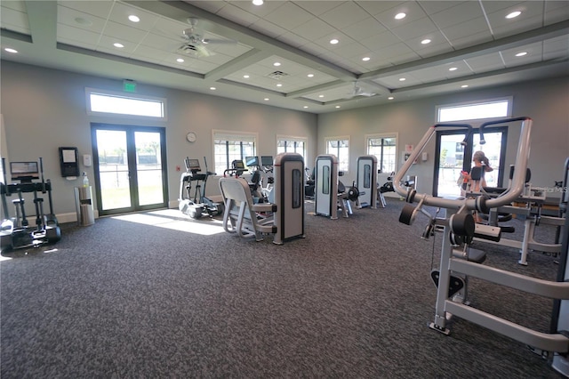 14271 Heritage Landing Blvd Unit 1516, Punta Gorda, FL 33955 - exercise room with recessed lighting, french doors, a towering ceiling, and baseboards