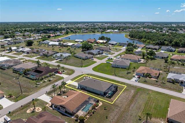 25308 Rupert Rd, Punta Gorda, FL 33983 - aerial view of residential area featuring a large body of water and property boundaries highlighted