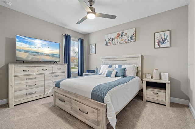 25308 Rupert Rd, Punta Gorda, FL 33983 - bedroom featuring light colored carpet, baseboards, and a ceiling fan