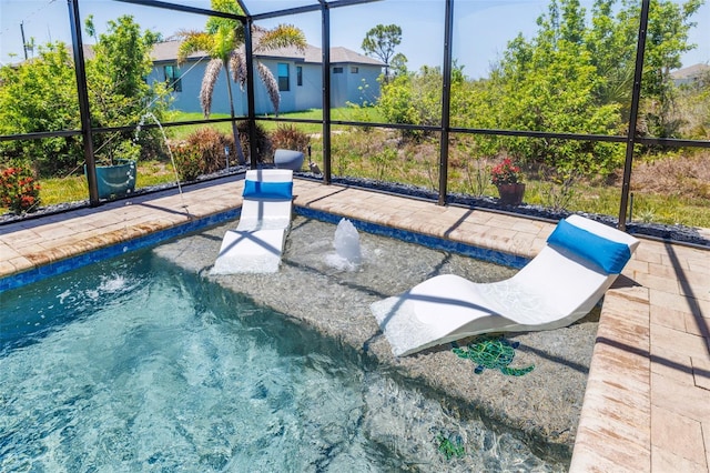 outdoor pool with a lanai