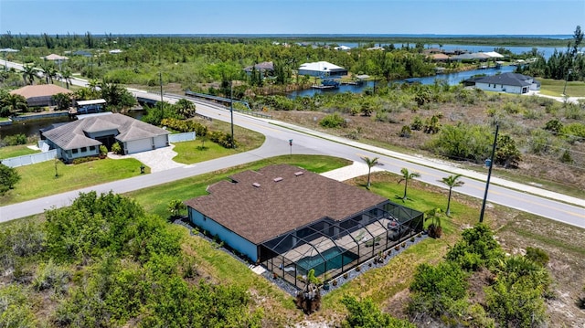 view from above of property with a large body of water