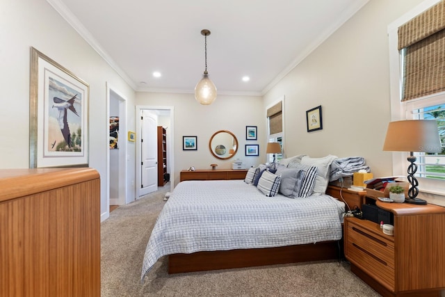 329 W Grace St, Punta Gorda, FL 33950 - bedroom featuring light colored carpet, ornamental molding, baseboards, and recessed lighting