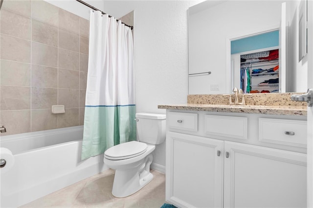 17629 Palmetto Pass Ln, Punta Gorda, FL 33982 - full bath with toilet, vanity, shower / bath combo with shower curtain, and tile patterned flooring