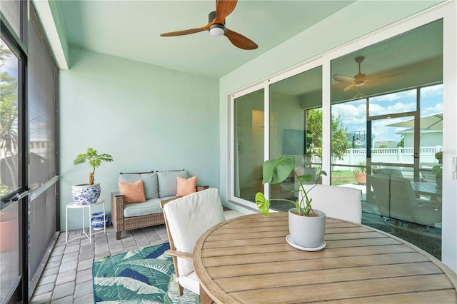 17629 Palmetto Pass Ln, Punta Gorda, FL 33982 - sunroom / solarium featuring ceiling fan