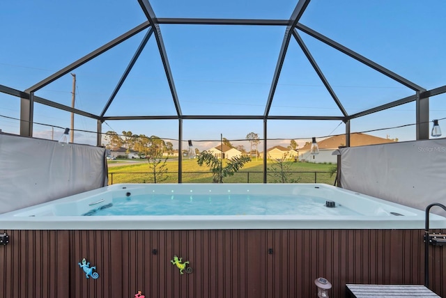 16032 Galiano Ct, Punta Gorda, FL 33955 - view of patio with a hot tub and a lanai