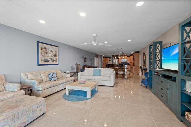 3250 Southshore Dr Unit 54B, Punta Gorda, FL 33955 - living room with a ceiling fan and recessed lighting