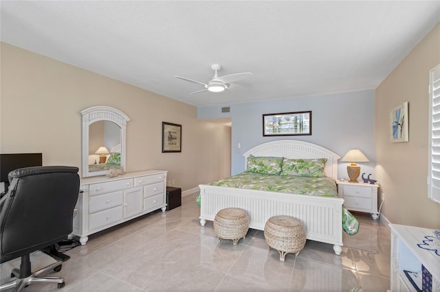 3250 Southshore Dr Unit 54B, Punta Gorda, FL 33955 - bedroom with an office area, baseboards, and ceiling fan