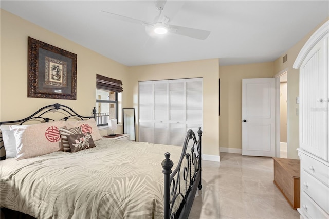 3250 Southshore Dr Unit 54B, Punta Gorda, FL 33955 - bedroom with a closet, baseboards, and ceiling fan